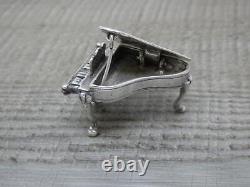Vintage Italian Solid Silver Miniature Baby Grand Piano Opening Top Dolls House