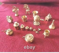 Vintage JOB LOT OF DOLLS HOUSE MINIATURES Large Collection Solid Brass