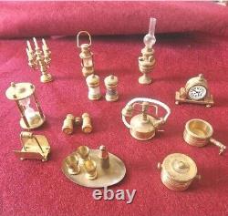 Vintage JOB LOT OF DOLLS HOUSE MINIATURES Large Collection Solid Brass