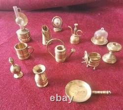 Vintage JOB LOT OF DOLLS HOUSE MINIATURES Large Collection Solid Brass