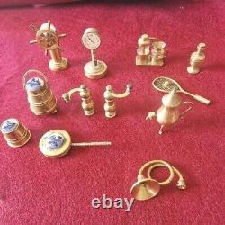 Vintage JOB LOT OF DOLLS HOUSE MINIATURES Large Collection Solid Brass