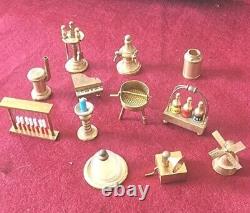 Vintage JOB LOT OF DOLLS HOUSE MINIATURES Large Collection Solid Brass