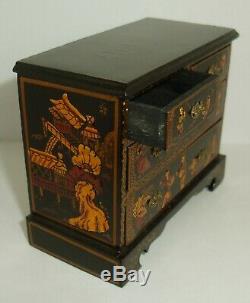 Vintage Judith Dunger Chinoiserie Dollhouse Miniature Chest Hand Painted