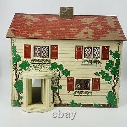 Vintage Keystone Dollhouse Large 6 Rooms Wooden Cottage Garden