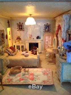 Vintage Large Handmade Fully Lit & Furnished Dolls House