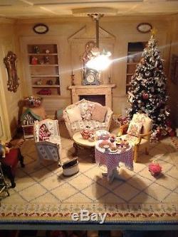 Vintage Large Handmade Fully Lit & Furnished Dolls House