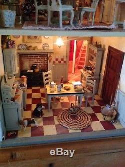 Vintage Large Handmade Fully Lit & Furnished Dolls House