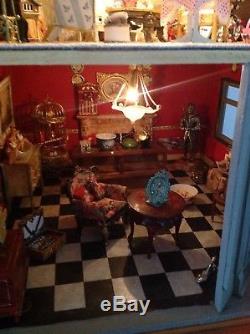 Vintage Large Handmade Fully Lit & Furnished Dolls House