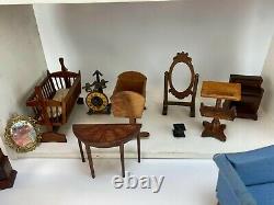 Vintage Large Lot of 107 Pieces Miniature House Parts Bed Chairs Accessories