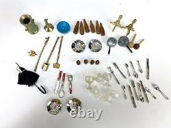 Vintage Large Lot of 107 Pieces Miniature House Parts Bed Chairs Accessories