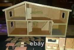 Vintage Lundby Dollhouse WithBox, Lot Of Dollhouse Furniture & Dolls #6002