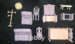 Vintage Lundby Dollhouse WithBox, Lot Of Dollhouse Furniture & Dolls #6002