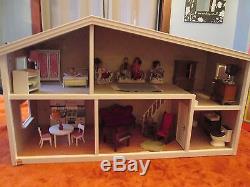 Vintage Lundby Sweden Dollhouse Toy Dolls House + Box 2 Story