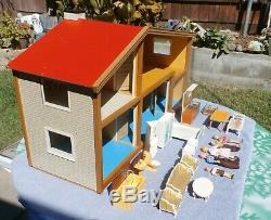 Vintage MID Century Lundby Of Sweden Doll House With Furniture And Family A + Nr