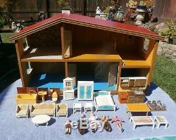 Vintage MID Century Lundby Of Sweden Doll House With Furniture And Family A + Nr