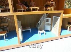 Vintage MID Century Lundby Of Sweden Doll House With Furniture And Family A + Nr