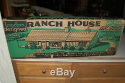 Vintage Marx Tin Litho Doll House Mid Century Modern Ranch Suburban with box