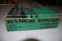 Vintage Marx Tin Litho Doll House Mid Century Modern Ranch Suburban with box