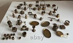 Vintage Miniature Brass Items Ideal For Dolls House Over 50 items (E21)