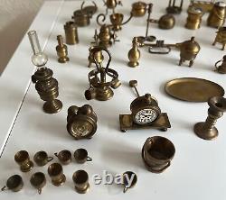 Vintage Miniature Brass Items Ideal For Dolls House Over 50 items (E21)