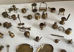 Vintage Miniature Brass Items Ideal For Dolls House Over 50 items (E21)