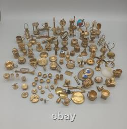 Vintage Miniature Brass Items Ideal For Dolls House Over 50 items Old Heritage