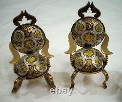 Vintage Miniature Brass Metal Doll House Furniture 8 Piece Set Made In Spain