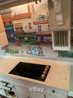 Vintage Miniature Dollhouse ARTISAN French Country Kitchen Electrified Roombox