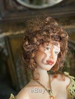 Vintage Miniature Dollhouse ARTISAN Sculpted Beautiful 18th Century Lady CHEERS
