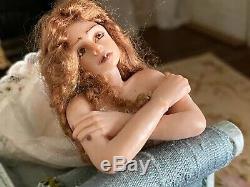 Vintage Miniature Dollhouse ARTISAN Sculpted Beautiful Blonde Woman Curly Hair