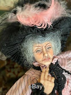 Vintage Miniature Dollhouse ARTISAN Sculpted Old Woman Victorian Crone Doll 112