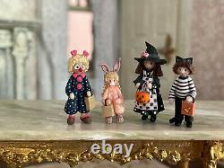 Vintage Miniature Dollhouse Artisan Julie Stevens Clay Halloween Figurines Decor