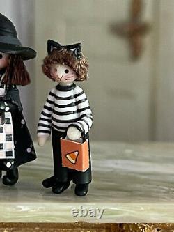 Vintage Miniature Dollhouse Artisan Julie Stevens Clay Halloween Figurines Decor