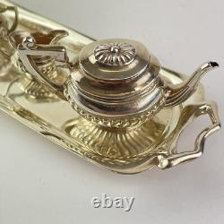 Vintage Miniature Solid Silver Dolls House Tea Set & Tray S J Rose 1968