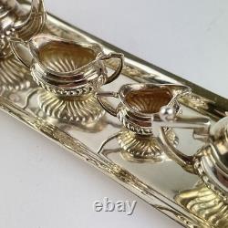 Vintage Miniature Solid Silver Dolls House Tea Set & Tray S J Rose 1968