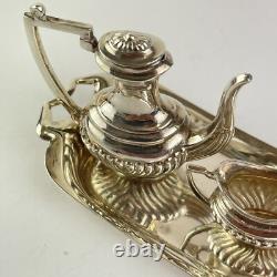 Vintage Miniature Solid Silver Dolls House Tea Set & Tray S J Rose 1968