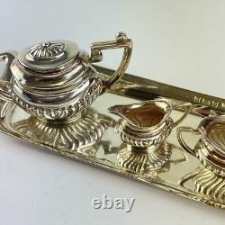 Vintage Miniature Solid Silver Dolls House Tea Set & Tray S J Rose 1968