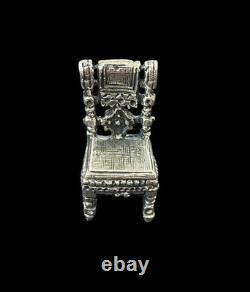 Vintage Miniature Sterling Silver Dolls house Chair / Desk Feature
