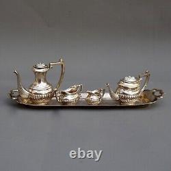 Vintage Miniature Sterling Silver Tea Set on Tray 1975 JOHN ROSE / Dolls House