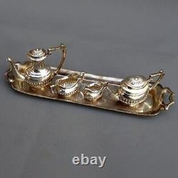 Vintage Miniature Sterling Silver Tea Set on Tray 1975 JOHN ROSE / Dolls House