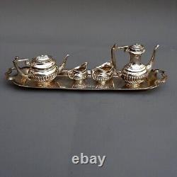 Vintage Miniature Sterling Silver Tea Set on Tray 1975 JOHN ROSE / Dolls House