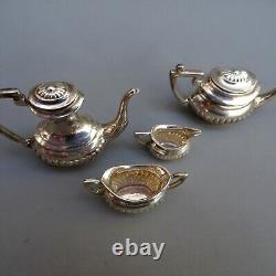 Vintage Miniature Sterling Silver Tea Set on Tray 1975 JOHN ROSE / Dolls House