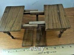 Vintage Miniature Wooden Doll House Dining Table with Leaves Orig. Owner As-is