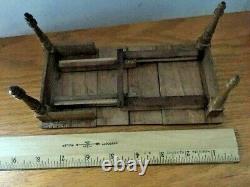 Vintage Miniature Wooden Doll House Dining Table with Leaves Orig. Owner As-is