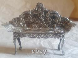 Vintage Silver Novelty Sofa Dolls House Furniture Repousse Cherubs