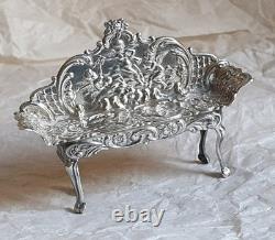 Vintage Silver Novelty Sofa Dolls House Furniture Repousse Cherubs