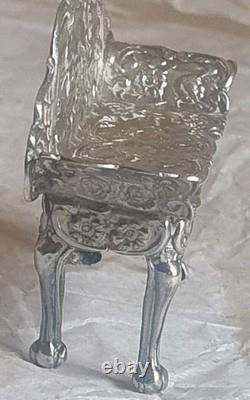 Vintage Silver Novelty Sofa Dolls House Furniture Repousse Cherubs