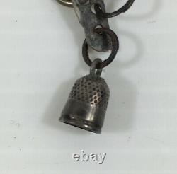 Vintage Solid Silver (Tested) Dolls House Miniature Chatelaine Scent Bottle Etc