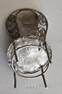 Vintage Sterling Silver/Enamel Minature Chair Dolls House Or Ornament
