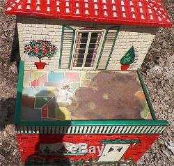 Vintage Tin Doll House Toy T Cohn Lithograph Large 1950s 2 Story As Is Condition